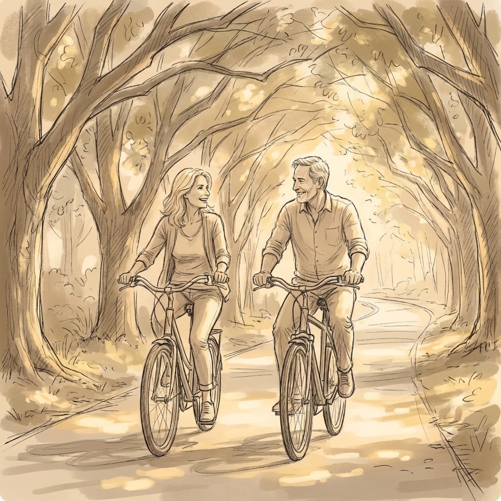 Storyboard sketch: The couple's ride through the covered canopy